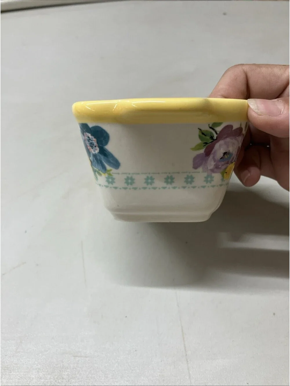 The Pioneer Woman Mini Loaf Pans Ceramic Set of 2 Floral Yellow Teal Stoneware